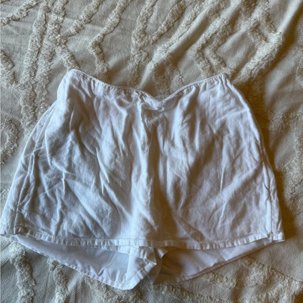 SET! abercrombie kids linen blend White skort and Shirt with Floral Embroidery